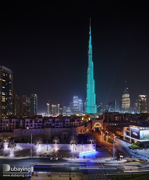 Festivals and Big Events Tiffany lights Burj Khalifa in Blue  UAE