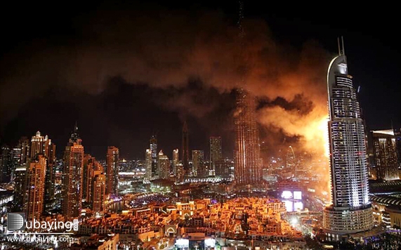 New Year Fire at Downtown Address Hotel  UAE